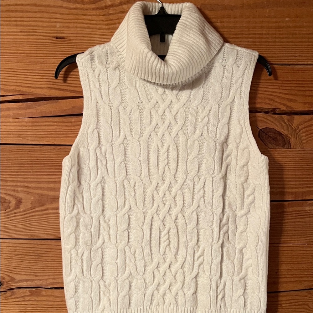 Talbots Ivory Cable Knit Turtleneck Top